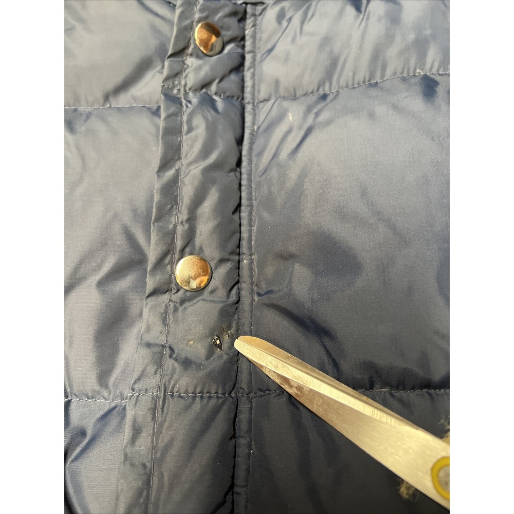 Vintage JC Penny Down Puffer Coat Snap Button Men's Size Small Navy Blue - Picture 8 of 16